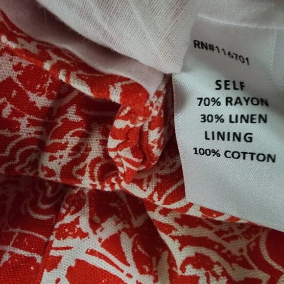 Karlie Linen Blend Mini Dress Small Orange White Cut Out Short Sleeve Summer - Picture 6 of 6